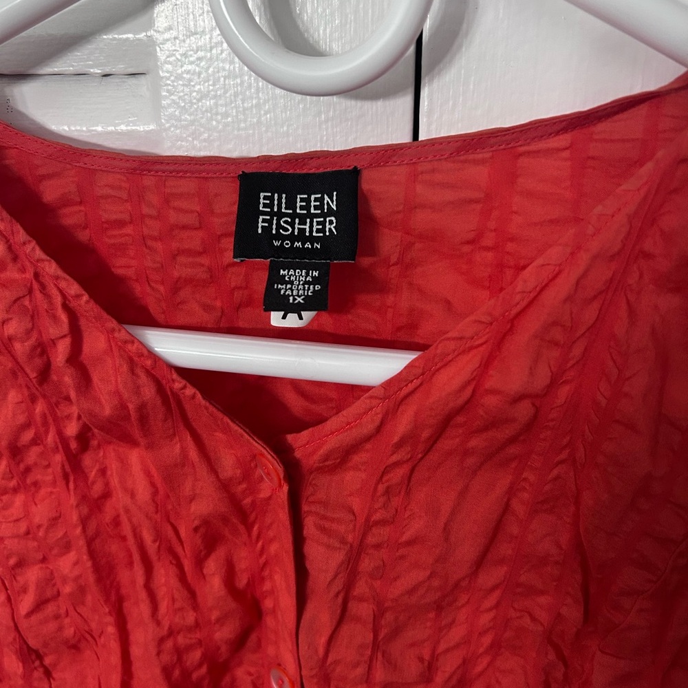 Eileen Fisher Button Down Blouse Women's 1X Orange Long Sleeves - Picture 7 of 7
